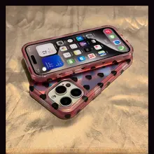 スマホケース iPhone 15 Pro Max 14 Pro 13 12 11 対応 蛍光 全面ハート柄 マット仕上げ シンプル 大きめホール 2層構造