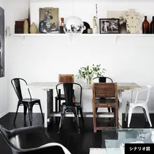 シンプルなデザイン！直扶手を備えたアイアン製ダイニングチェア【工業スタイル】