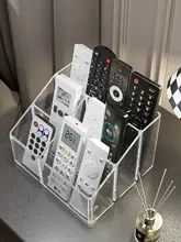 リモコン収納ケース アクリル 透明 仕切り付き 多機能 リビング ローテーブル 卓上 小物入れ