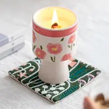 刺繍入り二重構造の和風コースター【吸水性・カフェスタイル・熱展開対策】