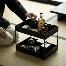 アイアン製二段茶器ラック【茶道具・置物収納・デザインスタンド】
