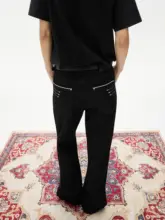 美式ビンテージ刺繍デニムパンツ【男女兼用・スリムフィット・微フレア】
