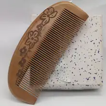 防静電効果のある薄型桃木製くし【厚手・粗目と細目のデザイン】