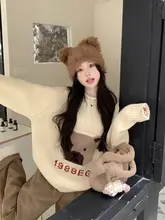 小熊柄ニットセーター【秋冬用・優雅なデザイン・ゆったりシルエット】（セットアップ対応）