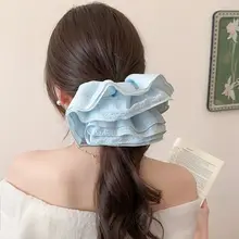 大きなシフォン素材のヘアゴム【褶皺デザイン・上品な印象・髪飾り】