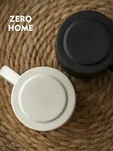クリーム風陶器の蓋付きマグカップ【オフィス用・ミルクコーヒー・朝食用】