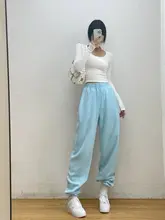 GQSTORE レディース ワイドレッグ ジョガーパンツ【ホワイト・ルーズフィット・ストレッチ・カジュアル】
