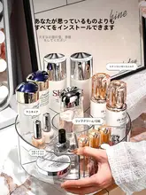 透明回転式コスメ収納ボックス【大容量・デスクトップ用・化粧台・スキンケア・香水ラック】