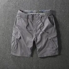 ウォッシュ加工の大きなポケット付きカーゴショートパンツ【メンズ・ウエスト調整可能・カジュアル】（セットアップ対応）