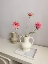 フレンチスタイルのレトロな陶器花瓶【両耳付き・インテリア装飾用】
