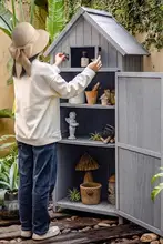 実木製インドアバルコニー収納キャビネット【軽やかで洗練されたデザイン・ガーデン用】