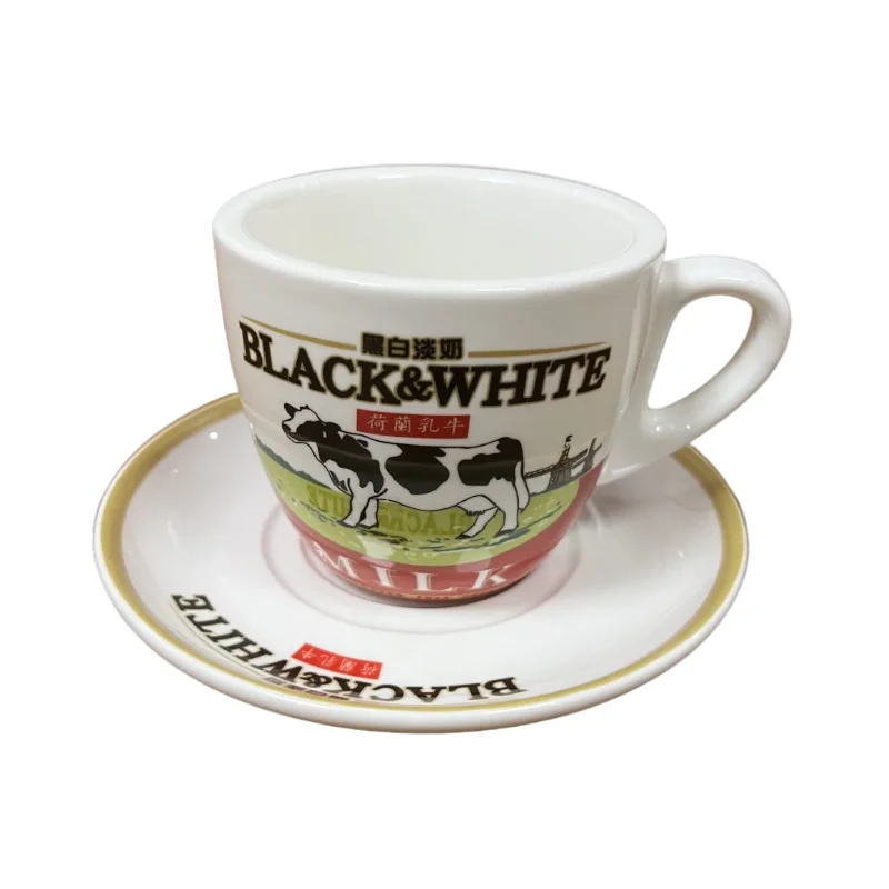 香港風 食器セット【黒白デザイン・コーヒーカップ＆ソーサー・可愛い陶器】