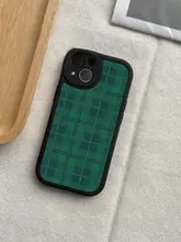 グリーンチェック柄レトロ風スマートフォンケース【iPhone・Huawei・Xiaomi・OnePlus対応】