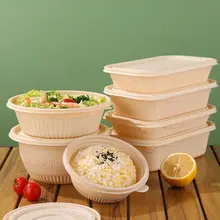 食品グレードのトウモロコシ澱粉製使い捨て容器【電子レンジ対応・家庭用・弁当ボックス】