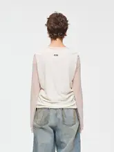 花柄3Dレース付きプリント透け感のある長袖Tシャツ【女性用・夏用・リバーシブル】