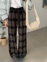 冬用 チェック柄 マイクロフリースパンツ【ストレートレッグ・フィット・レディース】（セットアップ対応）