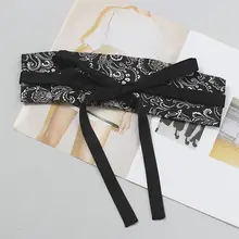 金糸刺繍のリバーシブルウエストベルト【軽やかな復古民族風・流れる房付き】