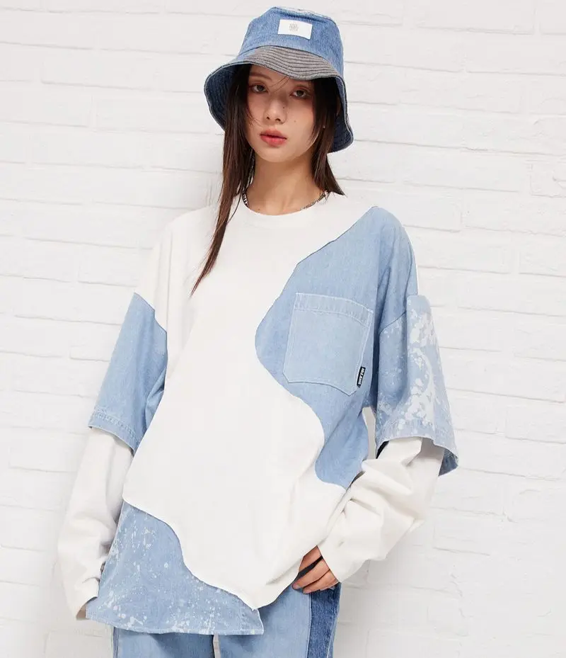 ABLE JEANS ユニセックス デニム デザイン 長袖Tシャツ：青春流行スタイルの実用性と季節適応性を解説