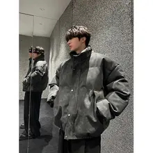 立襟のグラデーションダイ加工 極上の柔らかさの厚手コットンジャケット【秋冬用・メンズ・ルーズフィット】