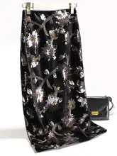 ヴィンテージ風の落ち着き！スパンコール刺繍の中長丈ハイウエストストレートスカート（セットアップ対応）