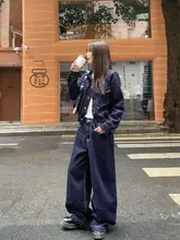 深い青のショートデニムジャケット【秋用・アメリカンスタイル・スリムフィット・小柄対応】（セットアップ対応）