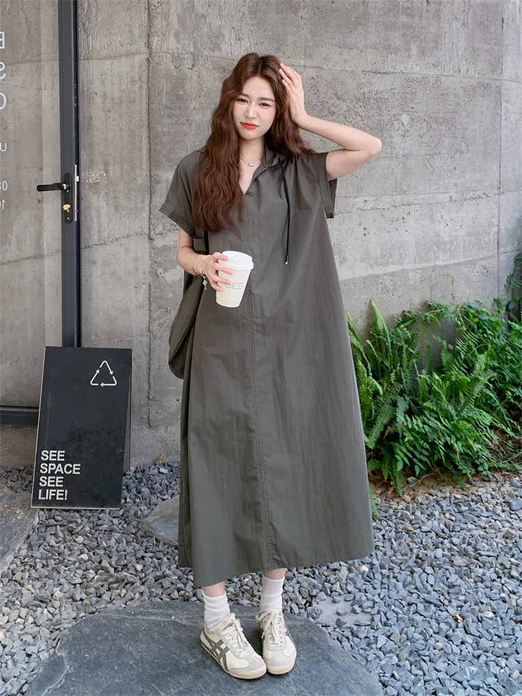 レトロ風フード付きTシャツワンピース：夏用Aラインファッション工装スタイルの実用性と適用シーン