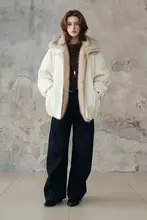 アメリカンスタイルのボア襟ダウンジャケット【冬用・男女兼用・保温性】