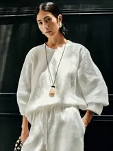 街頭スタイルの感漂うバイカラージャケットと9分丈パンツ、Tシャツ【椰子のミルク素材】（セットアップ対応）