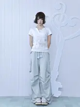 Y2KスタイルのアートプリントTシャツ【エンジェルデザイン・半袖・白銀加工】（セットアップ対応）