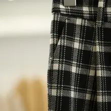 トレンドのチェック柄ワイドパンツ【韓国風・フィット・冬用】（セットアップ対応）