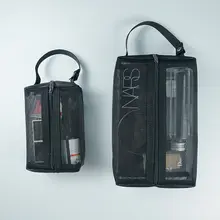 大容量メッシュ化粧ポーチ【旅行用・携帯便利・小型・ブラシ収納】