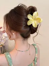 卵型花柄ヘアクリップ【グラデーション・後頭部用】