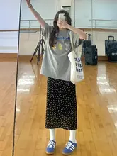 ドット柄 Aラインマキシスカート【夏用・極上の柔らかさ・体型カバー】