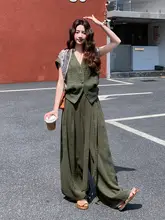 美しい印象の2ピースレディースコーデ【フレンチスタイル・カジュアル・トップスとワイドパンツ】（セットアップ対応）