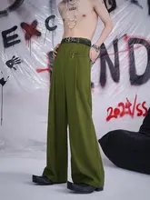 紫色のメンズワイドパンツ【ダブルプリーツ・ファスナー付き・フィット・春用】