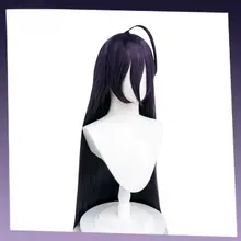 キャラクターコスプレウィッグ【ロングストレート・角付き・ダークブラウン】