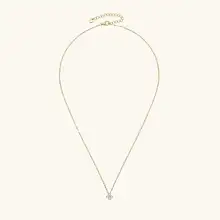 デザイン性の高い四葉モザン石ネックレス【S925シルバーペンダント・鎖骨ラインに最適】