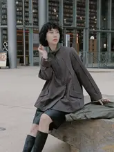 春の小柄女性向け高級感あふれるトレンチコート【レトロワークスタイル・スタンドカラー・TTデザイン】