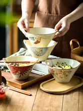 ボウル 家庭用 麺ボウル 陶器 日本風 ダブルハンドル