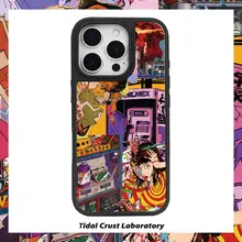 サイバーパンクデザインのクールな女の子用スマホケース【iPhone対応・黒フレーム・ガラス製・スムース仕上げ】