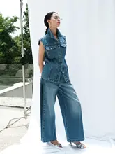 ZUCCOS 1996シリーズ サイドプリーツデザイン メンズ ワイドストレートデニムパンツ【デニムブルー・ライトブルー】