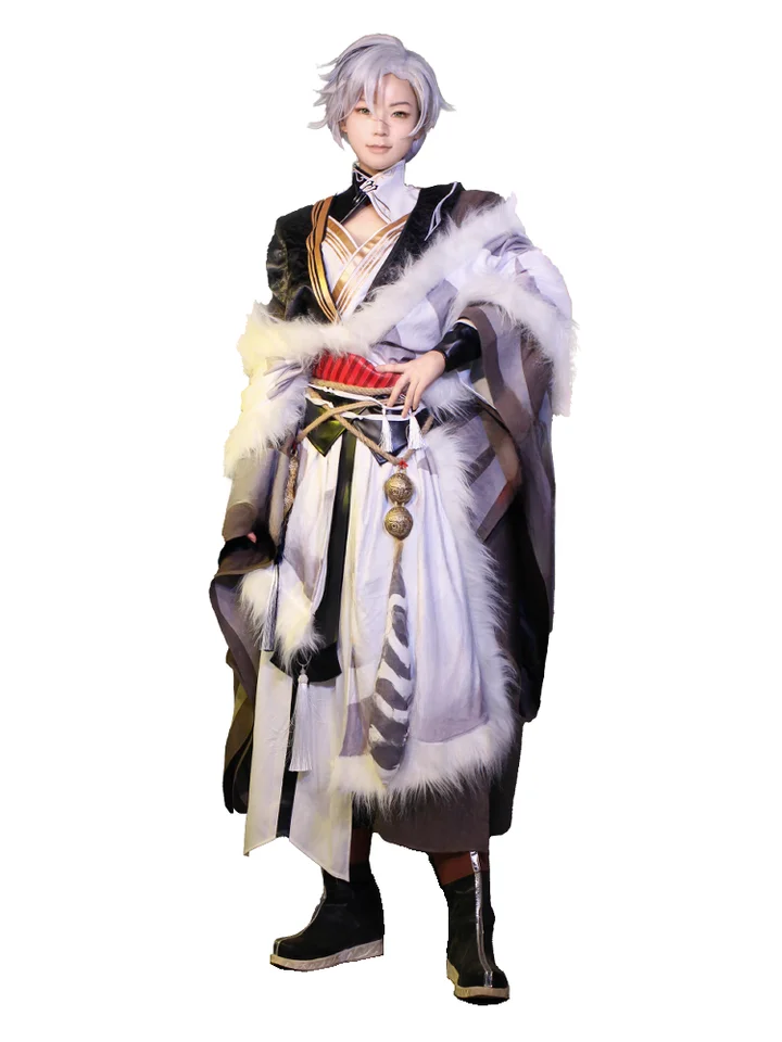 コスプレ服セット【厳白虎・ウィッグ・シューズ付き・古風デザイン】