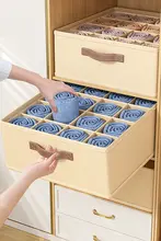 衣類収納ボックス【折りたたみ式・2段・仕切り付き・クローゼット用】