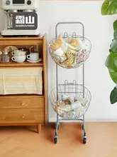 多機能二段ワゴン【収納バスケット・キッチン用・おもちゃ収納】