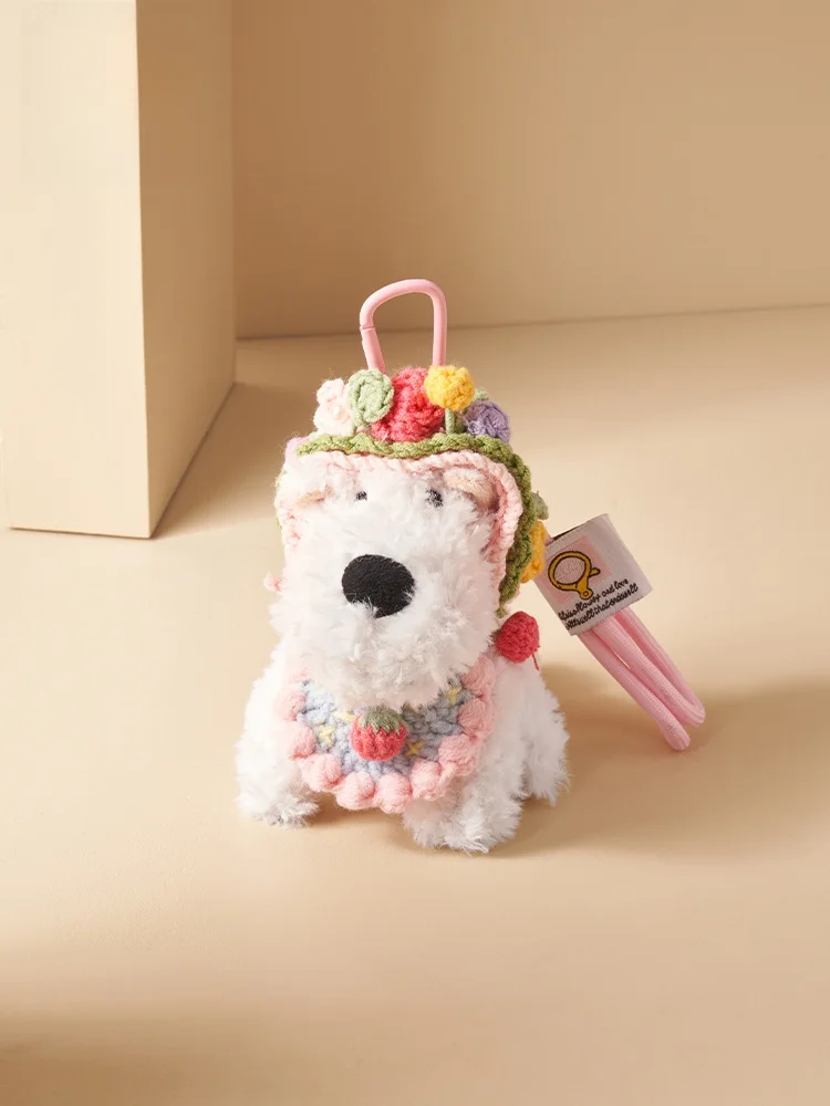 可愛いデザインの犬型バッグチャーム：毛足のあるぬいぐるみで日常のアクセサリーをアップデート