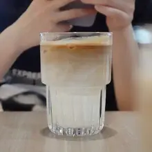 重ねて収納できる白いガラスコーヒーカップ【アイスアメリカーノ・冷やしラテ用・家庭用】