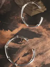 竹節デザインのシルバー925ブレスレット【カップル用・オープンタイプ・誕生日ギフト】