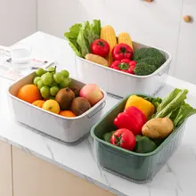 二層式水切りバスケット【プラスチック製・キッチン用・野菜・果物用】
