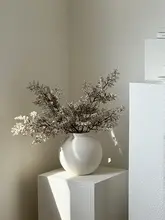 洗面器 白色陶器製 フラワーベース【侘び寂び風・おしゃれなインテリア・撮影用】