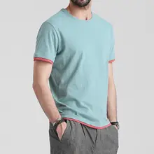 メンズ半袖Tシャツ【コットン・ラウンドネック・フロントレイヤードデザイン・カジュアル】（セットアップ対応）